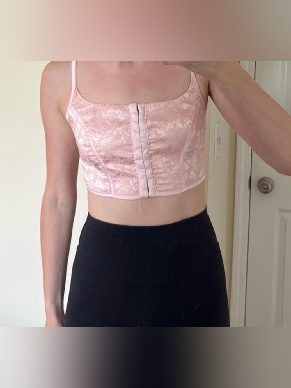 Adika Pink Floral Corset Crop Top